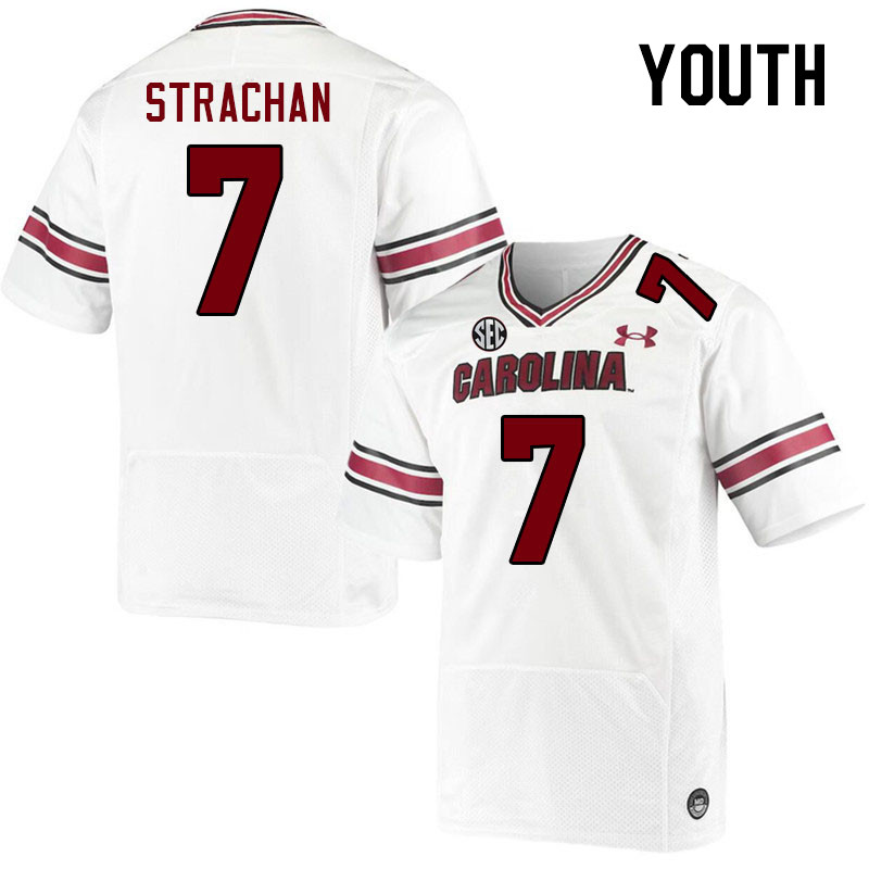 Youth #7 Jordan Strachan South Carolina Gamecocks 2023 College Football Jerseys Stitched-White